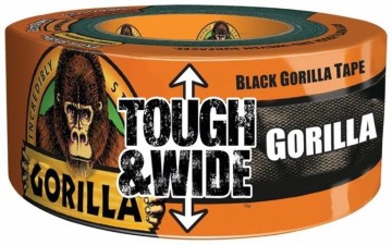 Gorilla Tough And Wide Duct Tape, 30 Yd L, 3 In W, Polymer Adhesive, Black