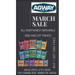 All Northwest Naturals dog and cat treats are buy 1 get 1 free!